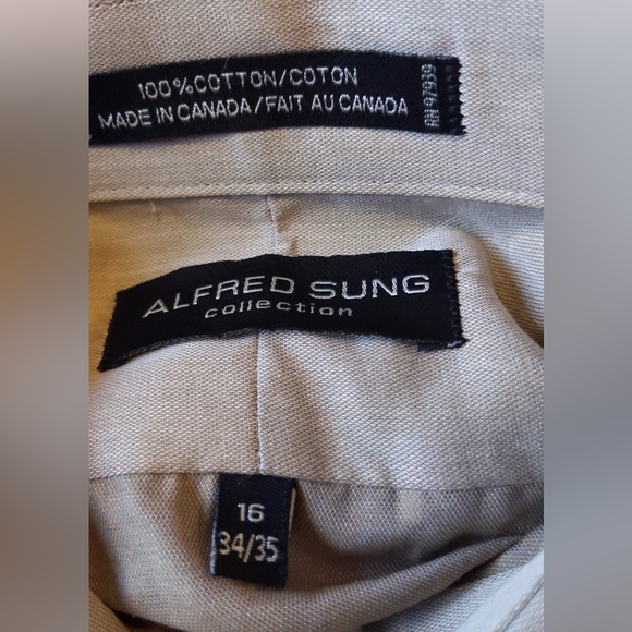 Alfred Sung Beige Button Up - Picture 4 of 4